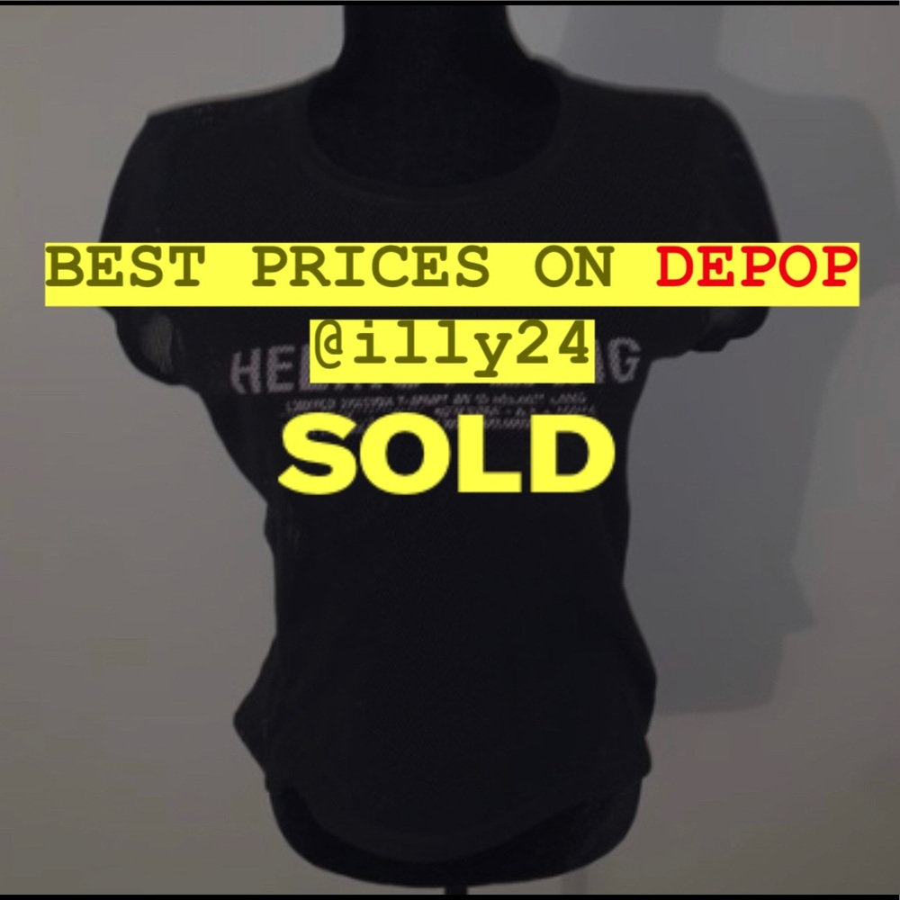 Helmut Lang Mesh Logo Baby Tee (Black)